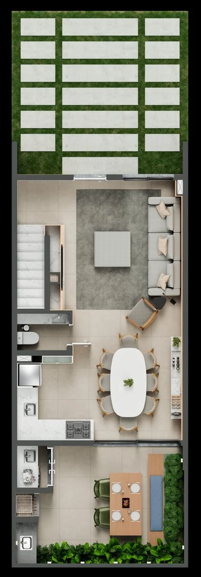Planta Terreo 4 Dormitorios - Condomínio Casa Tua Santos Ferreira
