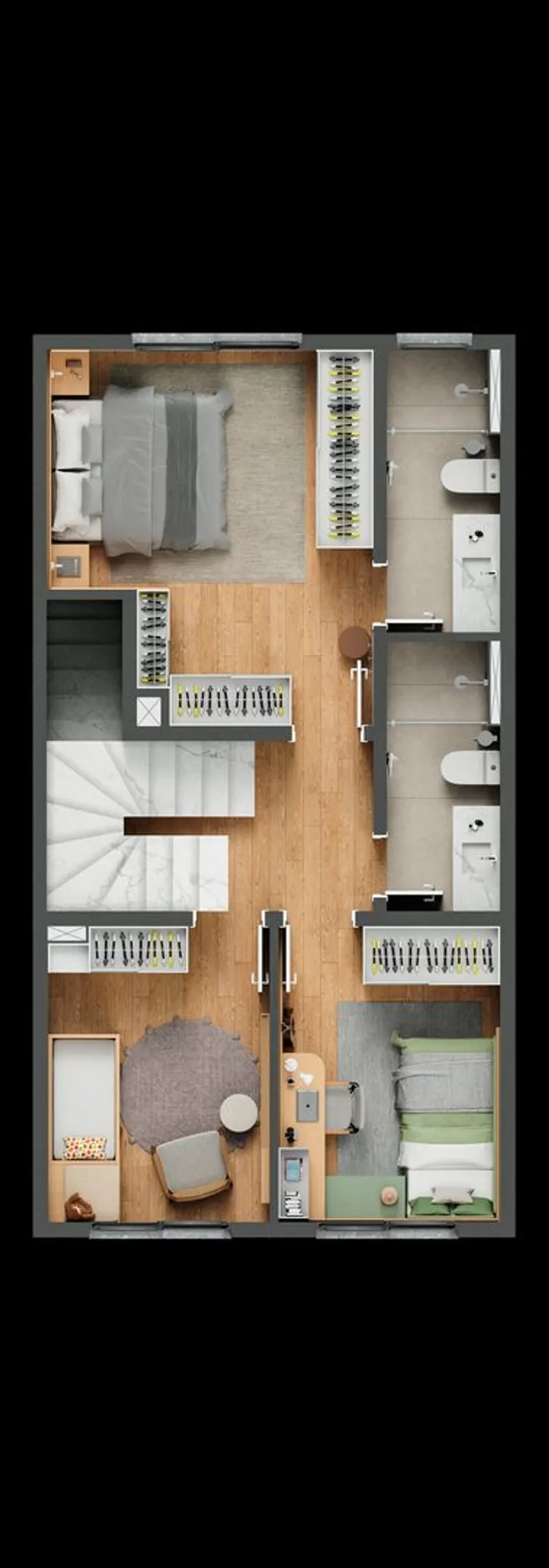 Planta 2 Pavimento 4 Dormitorios - Condomínio Casa Tua Santos Ferreira