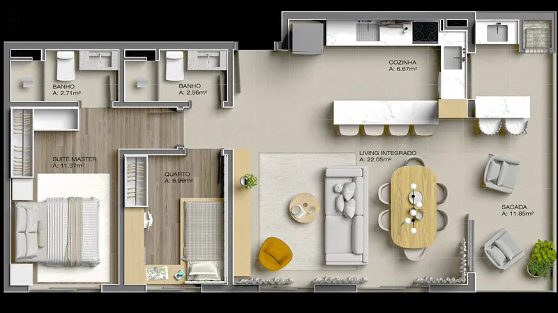 Planta Decorada - Varandas Residence