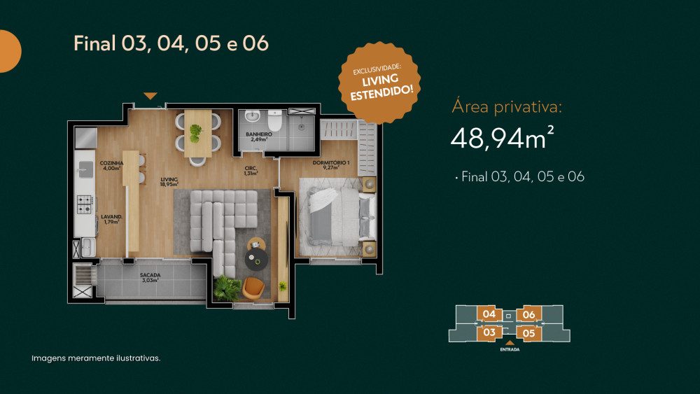 Planta 48m2 Living Estendido