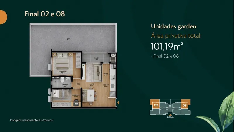 Planta Garden 101m2 - Ora Condomínio Residencial