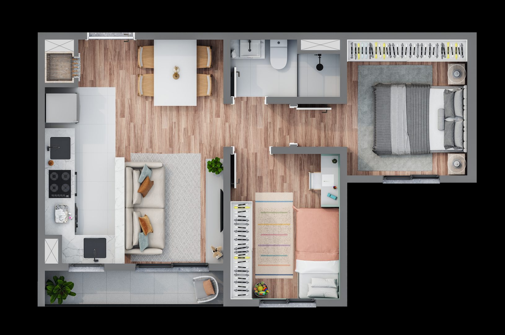 Planta Apartamento Meio 46m2